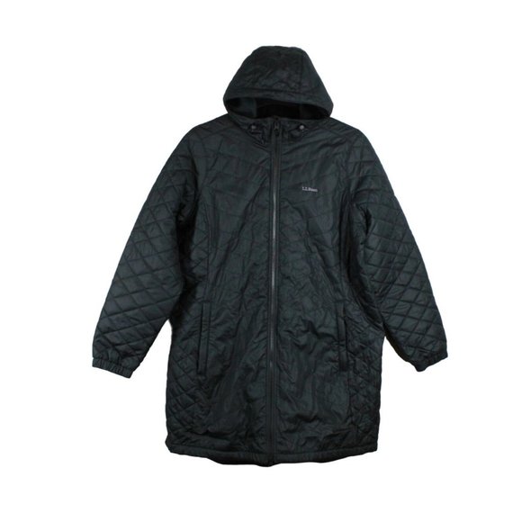 LL Bean Jackets & Blazers - LL Bean Black Polyester Lined Insulated Winter Hooded Coat Jacket Size 1X Plus